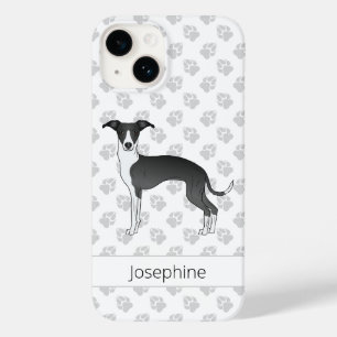 Zwart-witte Italiaanse Windhond Met Aangepaste Naa Case-Mate iPhone 14 Hoesje