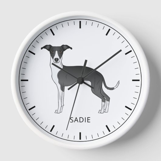 Zwart-witte Italiaanse Windhond Met Aangepaste Tek (Voorkant)