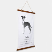 Zwart-witte Italiaanse Windhond Met Aangepaste Tek Hangend Wandkleed (Gebogen)