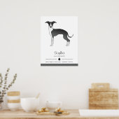 Zwart-witte Italiaanse Windhond Met Aangepaste Tek Poster (Keuken)