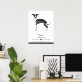 Zwart-witte Italiaanse Windhond Met Aangepaste Tek Poster (Thuiskantoor)