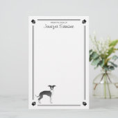 Zwart-witte Italiaanse Windhond Met Pootjes & Teks Briefpapier (Staand voorkant)