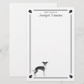 Zwart-witte Italiaanse Windhond Met Pootjes & Teks Briefpapier (Voorkant / Achterkant)