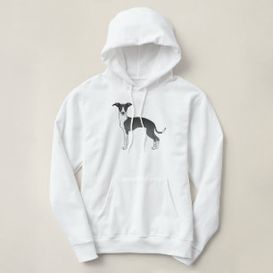Zwart-witte Italiaanse windhond Schattige cartoonh Hoodie