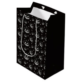 Zwart-witte Jack-O' Lanterns Zwarte Halloween Medium Cadeauzakje