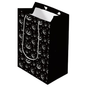 Zwart-witte Jack-O' Lanterns Zwarte Halloween Medium Cadeauzakje