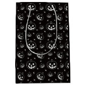 Zwart-witte Jack-O' Lanterns Zwarte Halloween Medium Cadeauzakje (Voorkant)
