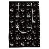 Zwart-witte Jack-O' Lanterns Zwarte Halloween Medium Cadeauzakje (Achterkant)