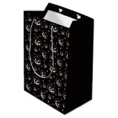 Zwart-witte Jack-O' Lanterns Zwarte Halloween Medium Cadeauzakje (Achterkant Gekanteld)