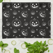 Zwart-witte Jack-O' Lanterns Zwarte Halloween Theedoek (Gevouwen)