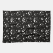 Zwart-witte Jack-O' Lanterns Zwarte Halloween Theedoek (Horizontaal)
