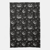 Zwart-witte Jack-O' Lanterns Zwarte Halloween Theedoek (Verticaal)