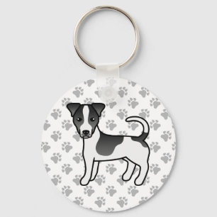 Zwart-witte Jack Russell Terrier met gladde vacht Sleutelhanger