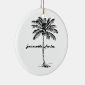 Zwart-witte Jacksonville & palm design Keramisch Ornament (Rechts)
