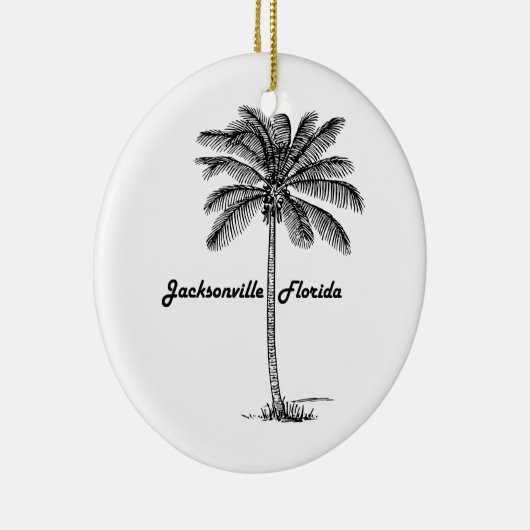 Zwart-witte Jacksonville & palm design Keramisch Ornament (Rechts)