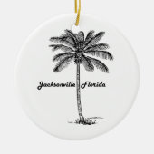 Zwart-witte Jacksonville & palm design Keramisch Ornament (Voorkant)