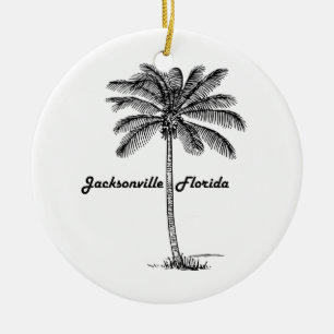 Zwart-witte Jacksonville & palm design Keramisch Ornament