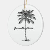 Zwart-witte Jacksonville & palm design Keramisch Ornament (Links)