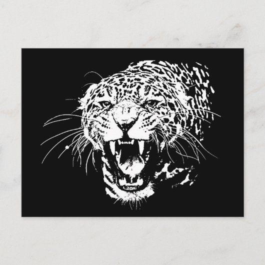 Zwart-witte jaguar briefkaart (Voorkant)