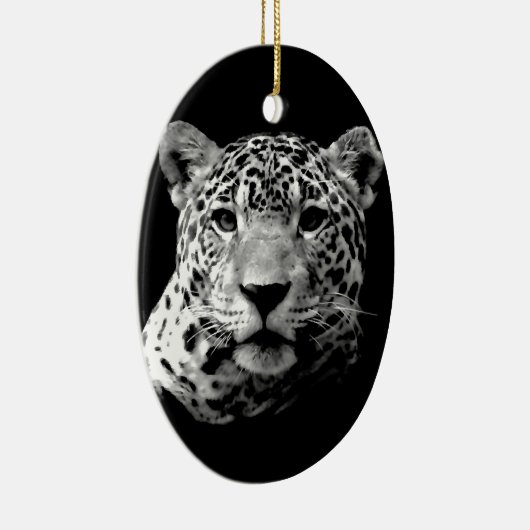 Zwart-witte jaguar keramisch ornament (Rechts)