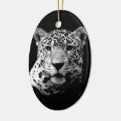 Zwart-witte jaguar keramisch ornament (Links)