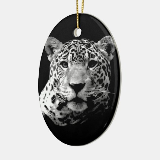 Zwart-witte jaguar keramisch ornament (Links)