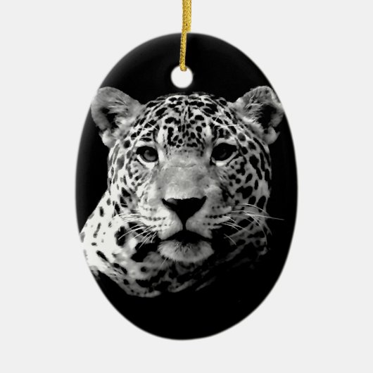 Zwart-witte jaguar keramisch ornament (Voorkant)