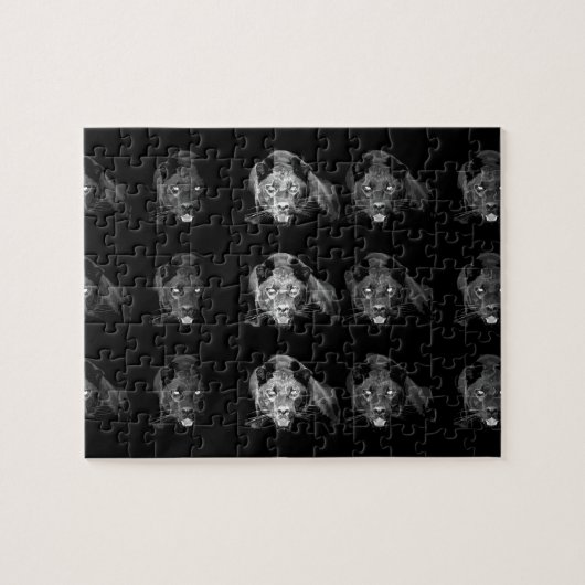 Zwart-witte jaguar legpuzzel (Horizontaal)