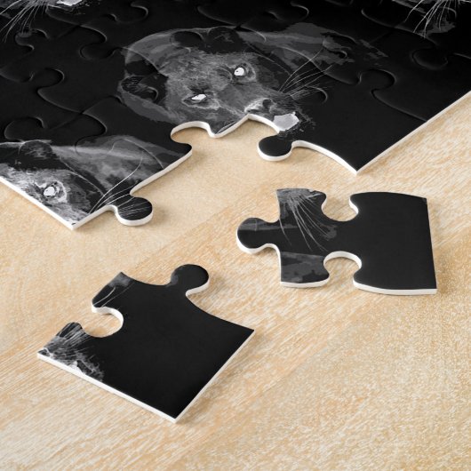 Zwart-witte jaguar legpuzzel (Zijkant)