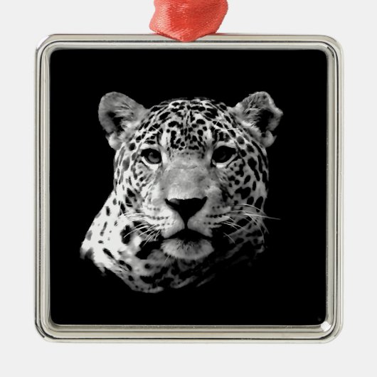 Zwart-witte jaguar metalen ornament (Voorkant)