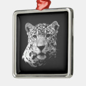 Zwart-witte jaguar metalen ornament (Links)