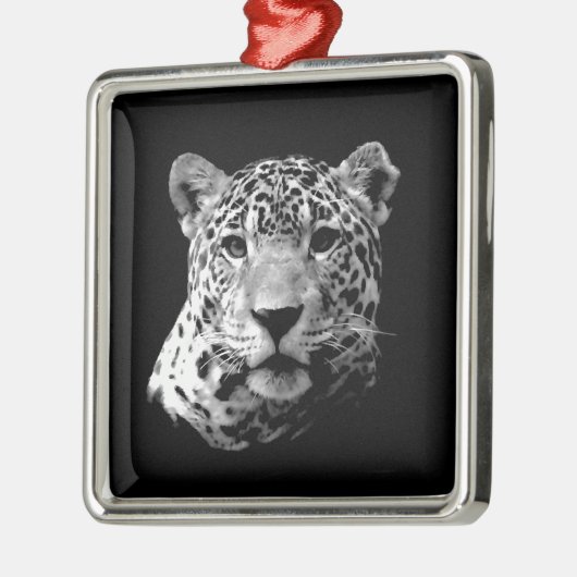 Zwart-witte jaguar metalen ornament (Links)