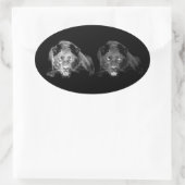 Zwart-witte jaguar ovale sticker (Tas)