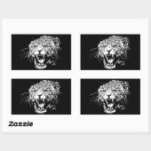 Zwart-witte jaguar rechthoekige sticker (Vel)