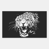Zwart-witte jaguar rechthoekige sticker (Voorkant)