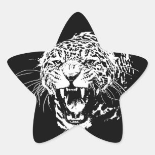 Zwart-witte jaguar ster sticker