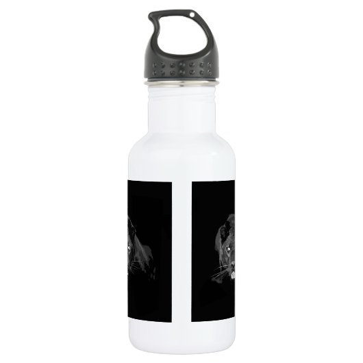 Zwart-witte jaguar waterfles  (Achterkant)