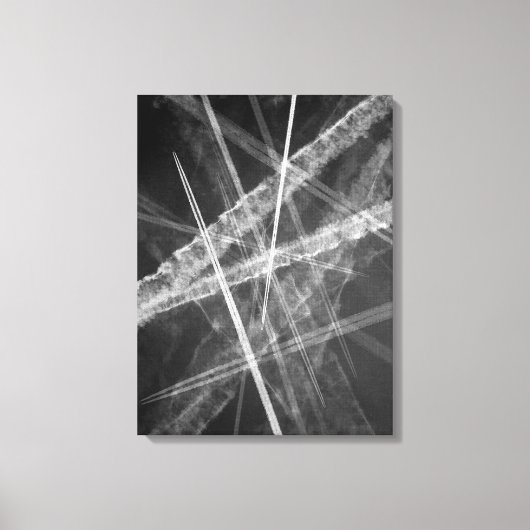 Zwart-witte Jet Trails Canvas Afdruk (Voorkant)
