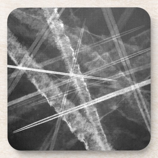 Zwart-witte Jet Trails Drankjes Onderzetter (Voorkant)