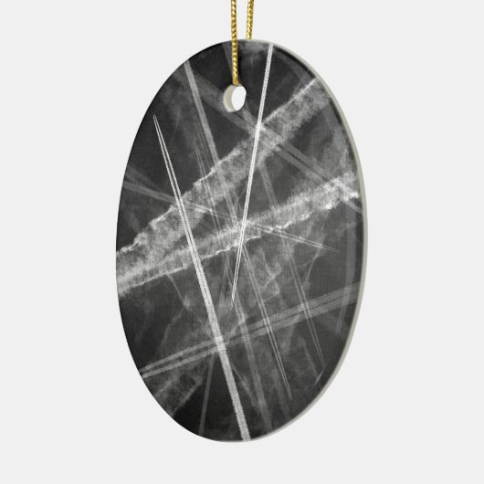 Zwart-witte Jet Trails Keramisch Ornament (Links)