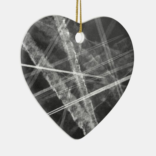Zwart-witte Jet Trails Keramisch Ornament (Rechts)