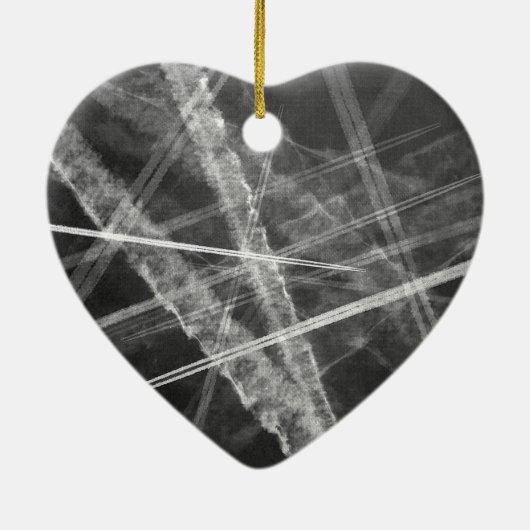 Zwart-witte Jet Trails Keramisch Ornament (Achterkant)