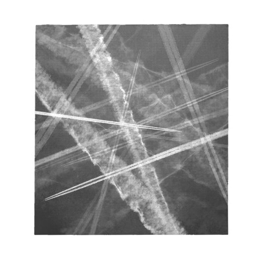 Zwart-witte Jet Trails Notitieblok (Voorkant)