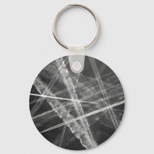 Zwart-witte Jet Trails Sleutelhanger