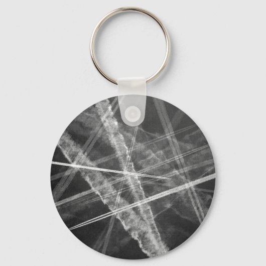 Zwart-witte Jet Trails Sleutelhanger (Voorkant)