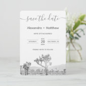 Zwart-witte Joshua-boom Weddenschap Sparen de datu Save The Date (Staand voorkant)