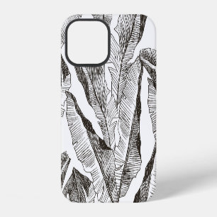 Zwart Witte Jungle: Tropisch Plantenpatroon iPhone 12 Hoesje