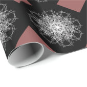 Zwart-witte Kaleidoscoop Flower Star Cadeaupapier (Rol Hoek)