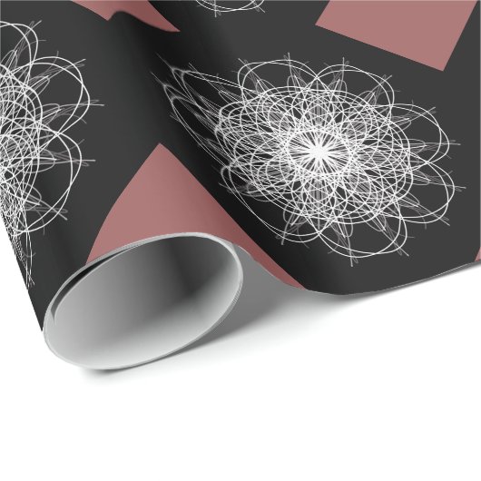 Zwart-witte Kaleidoscoop Flower Star Cadeaupapier (Rol Hoek)