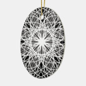Zwart-witte Kaleidoscoop Flower Star Keramisch Ornament (Links)